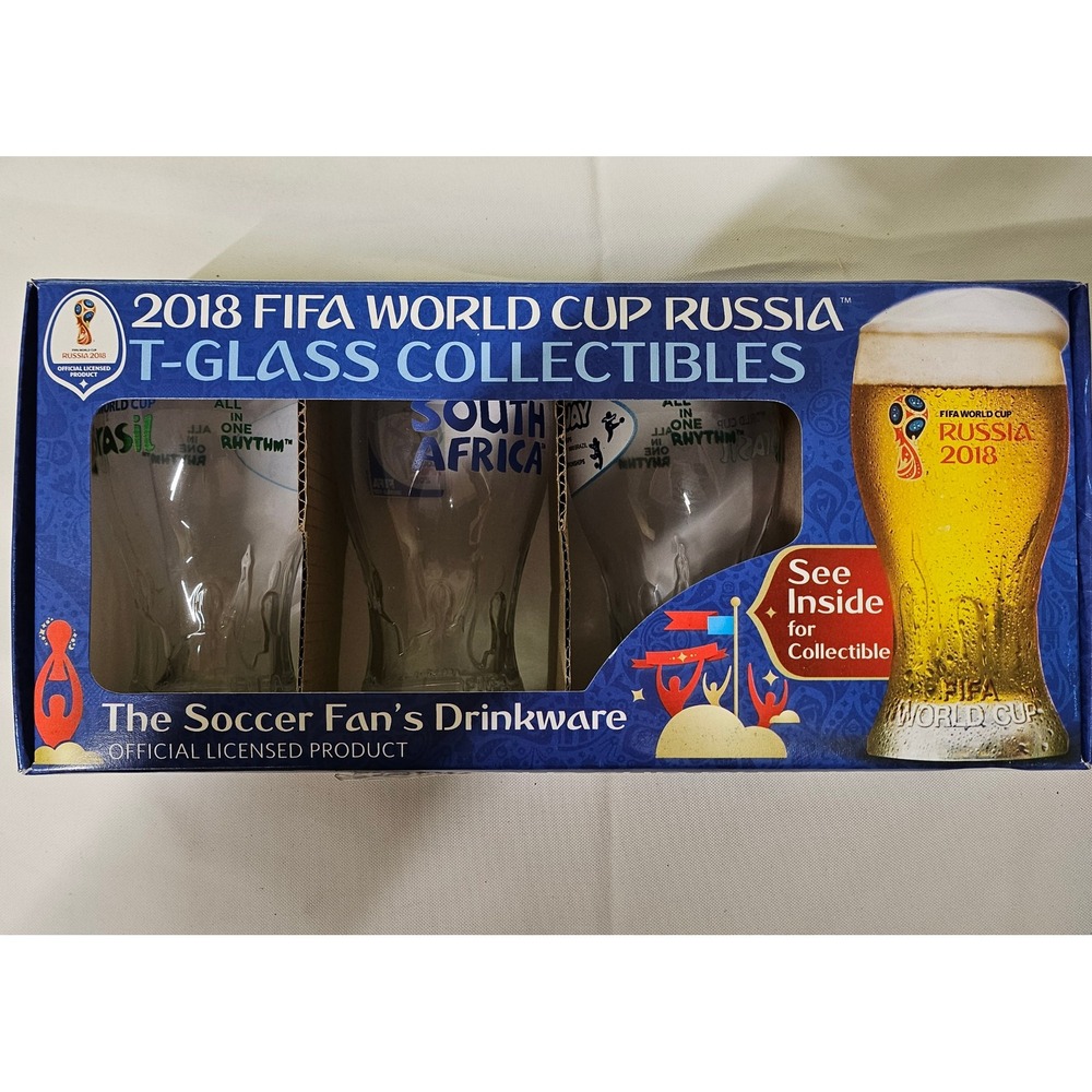 2018 FIFA World‎ Cup Russia T-Glass Collectibles Soccer Fan Drinkware Set of 4